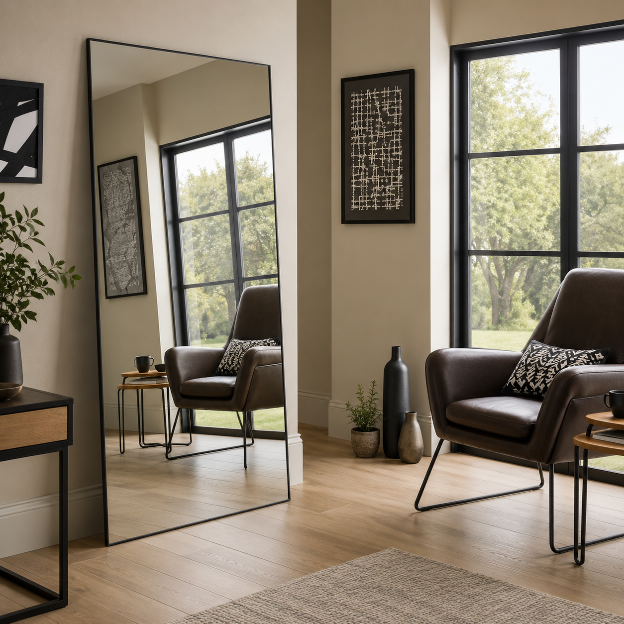 Grand Miroir Mural Cadre Fin salon