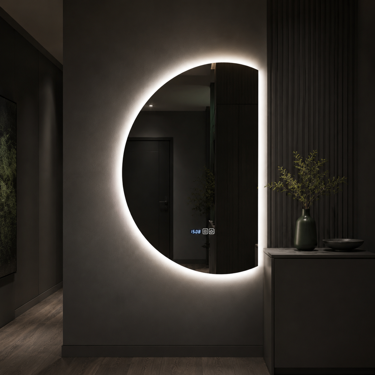 Demi-Miroir Rond LED Rétroéclairé Lumineux