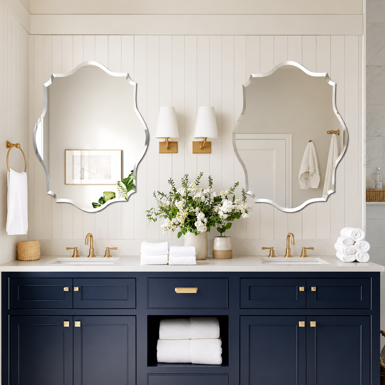 GrandDouble Miroir Mural Design Sans Cadre Salle De Bain