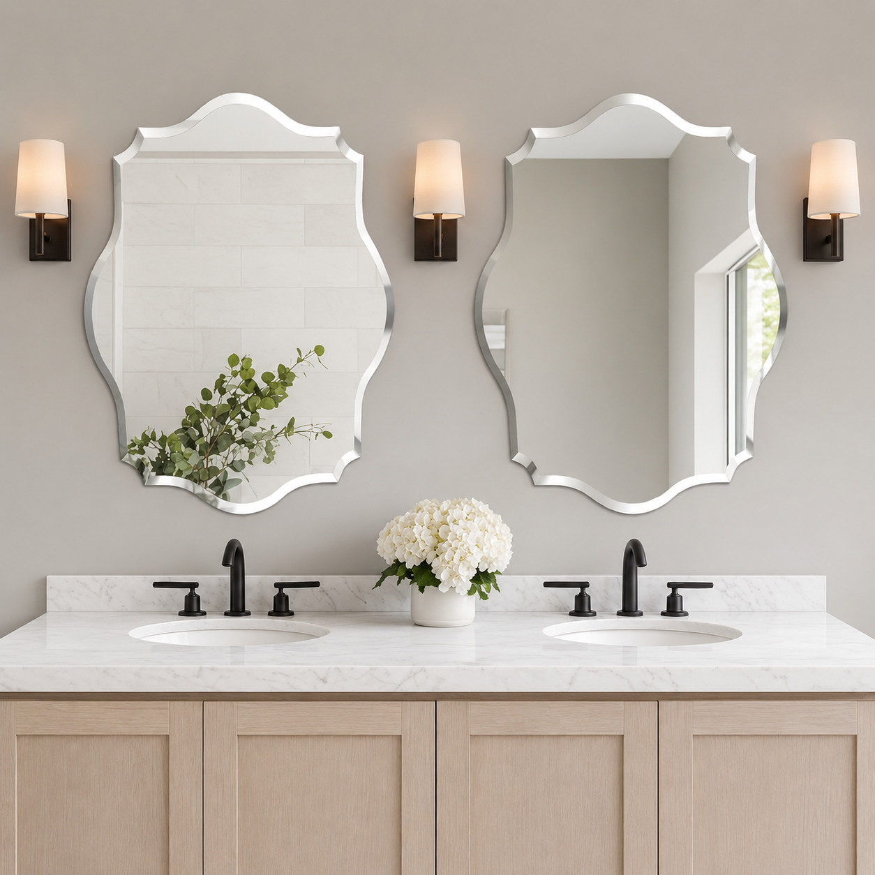 GrandDouble Miroir Mural Design Sans Cadre Salle De Bain Zoom