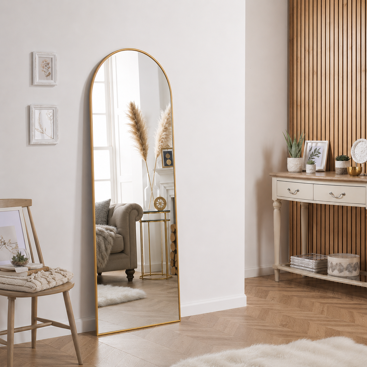 Grand Miroir Mural Arche Or