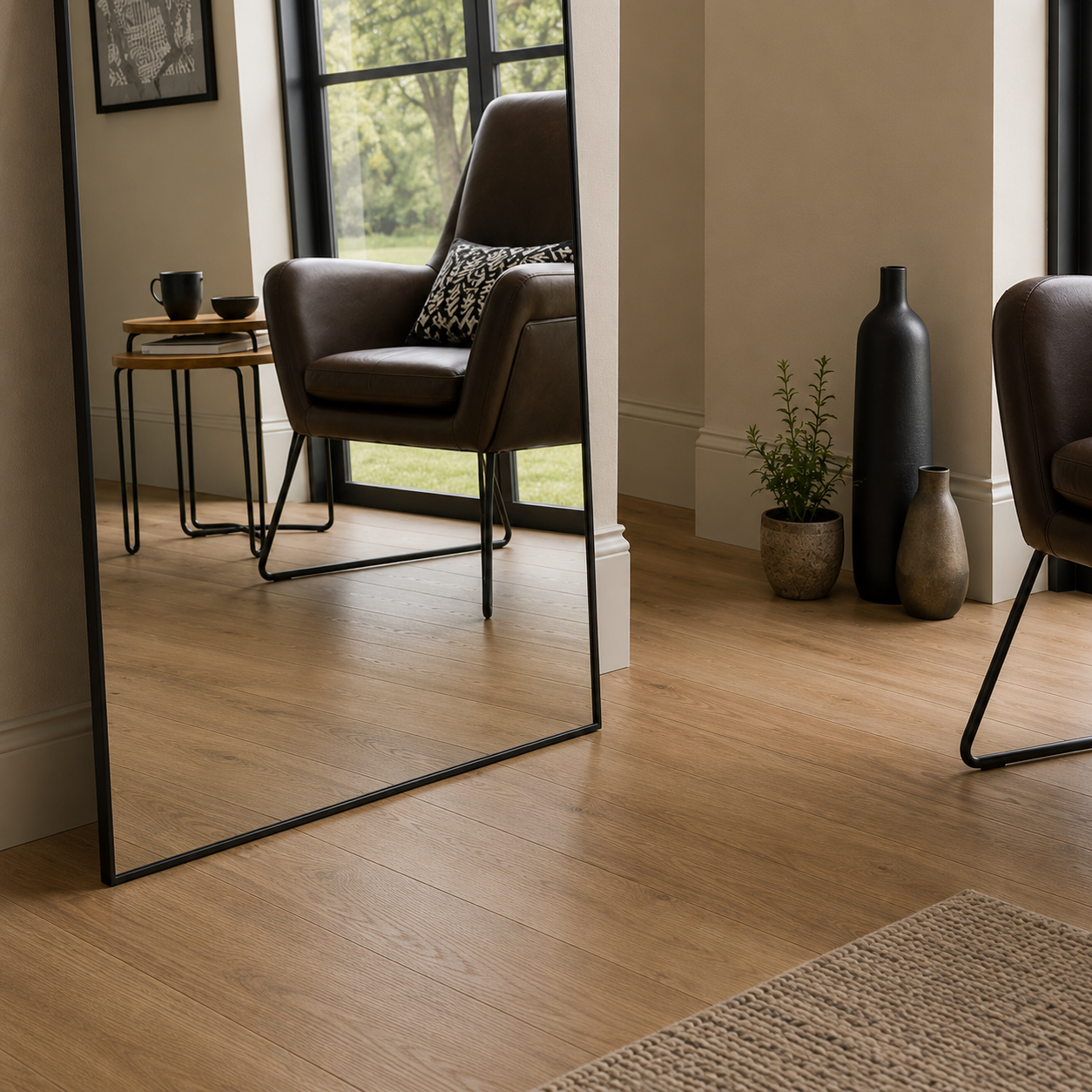Grand Miroir Mural Cadre Fin salon zoom
