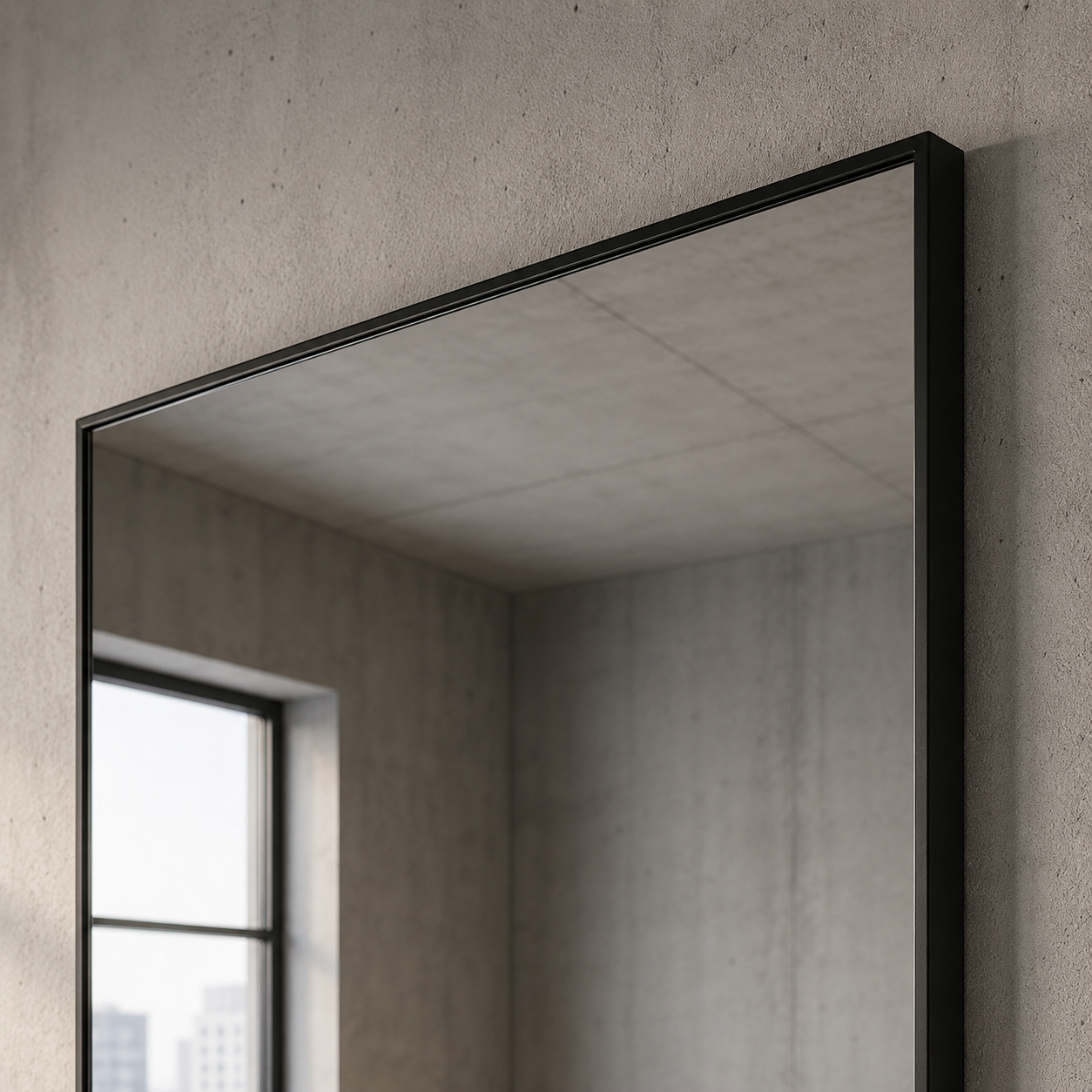 Grand Miroir Mural Cadre Fin noir zoom