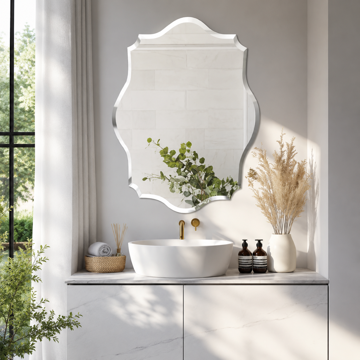 Grand Miroir Mural Design Sans Cadre salle de bain
