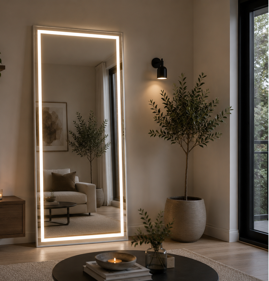 Grand Miroir Pleine Longueur Rétroéclairé LED Salon
