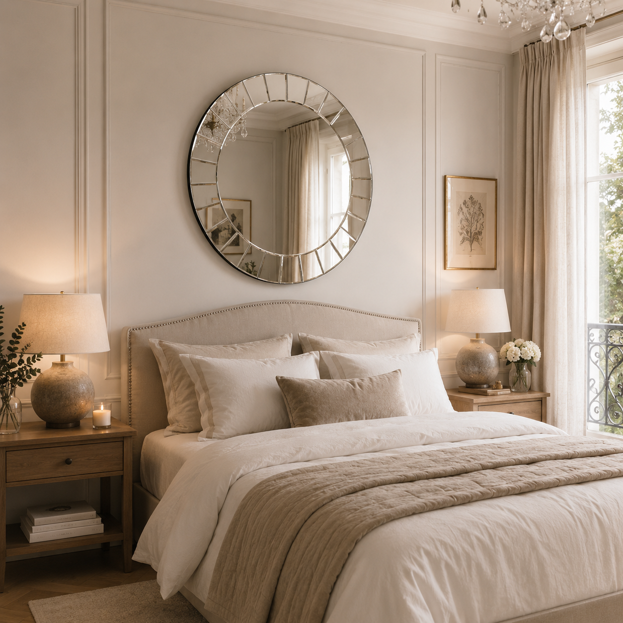 Grand Miroir Rond Design Chambre