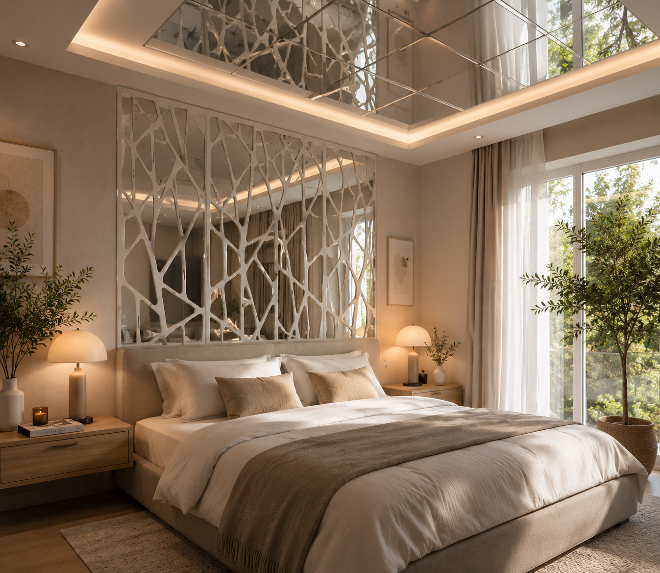 Miroir Adhésif Mural Motif Branches Chambre