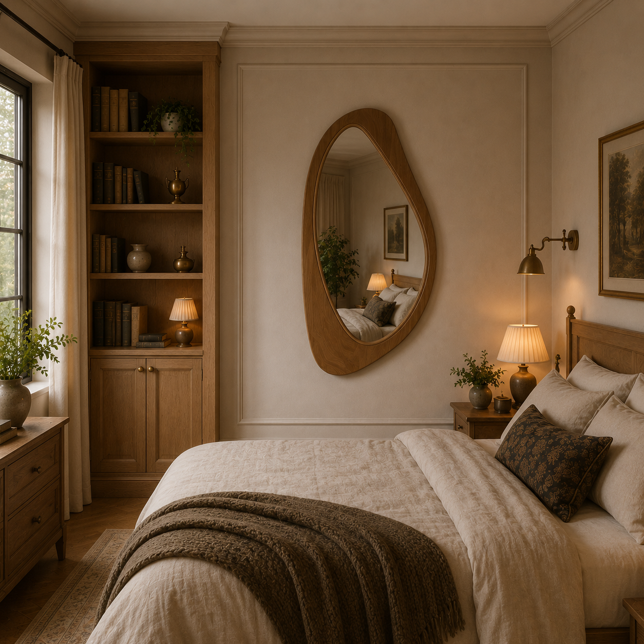 Miroir Bois Organique Chambre