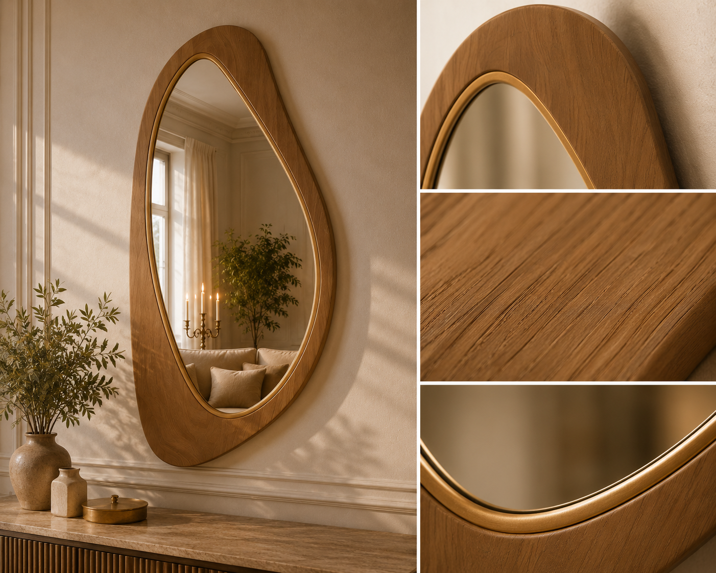 Miroir Bois Organique En Pin