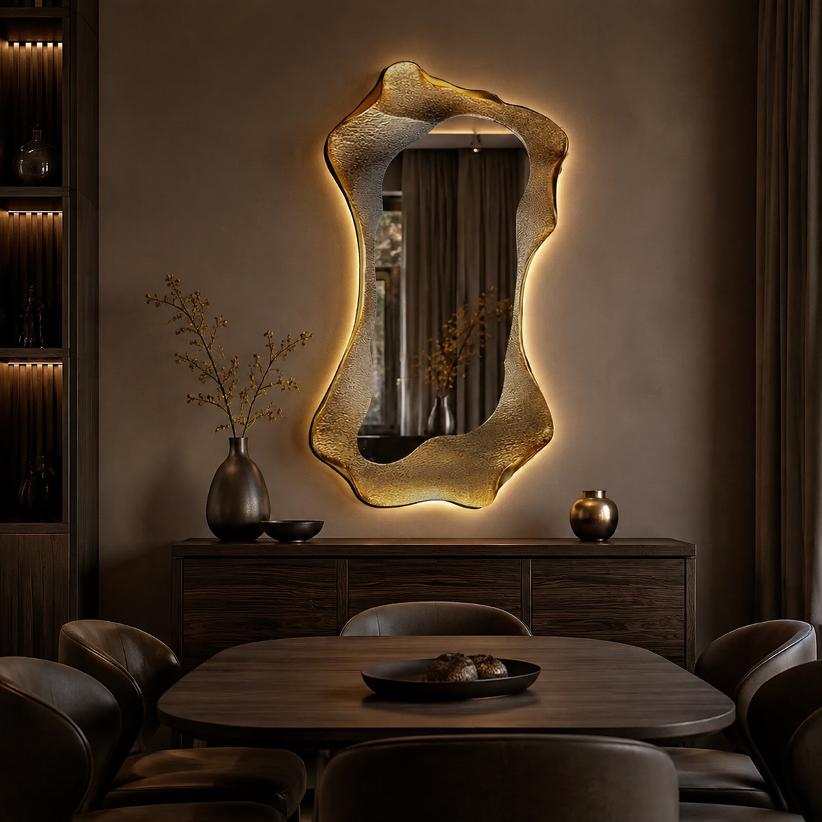 Miroir Cadre Doré Sculpté LED Grand Format Buffet