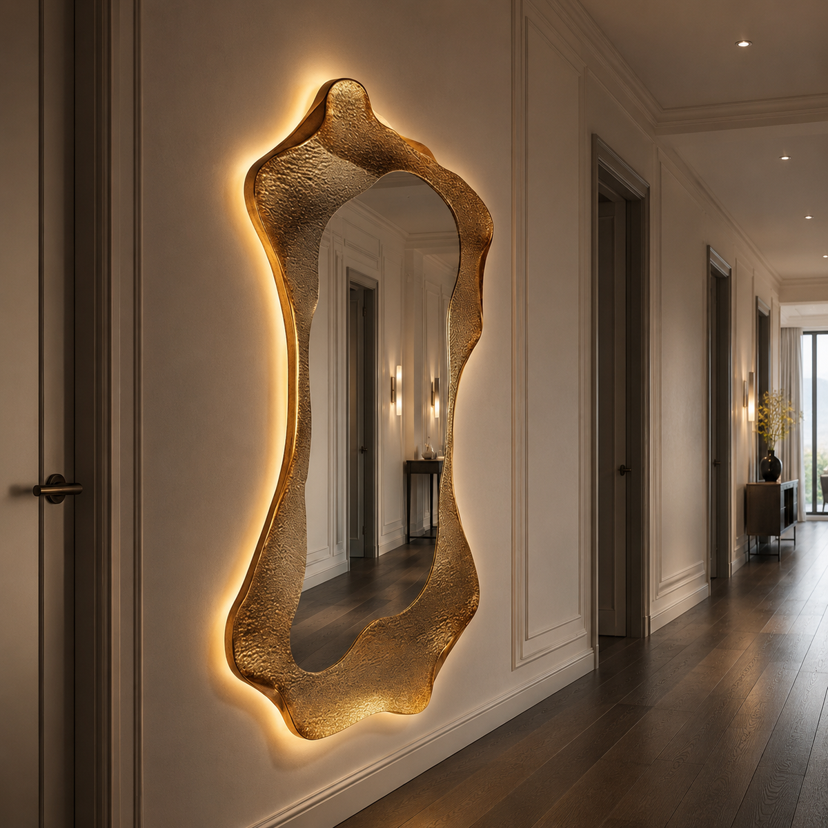 Miroir Cadre Doré Sculpté LED Grand Format Couloit