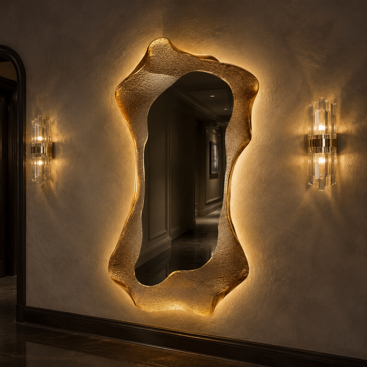 Miroir Cadre Doré Sculpté LED Grand Format Tamise