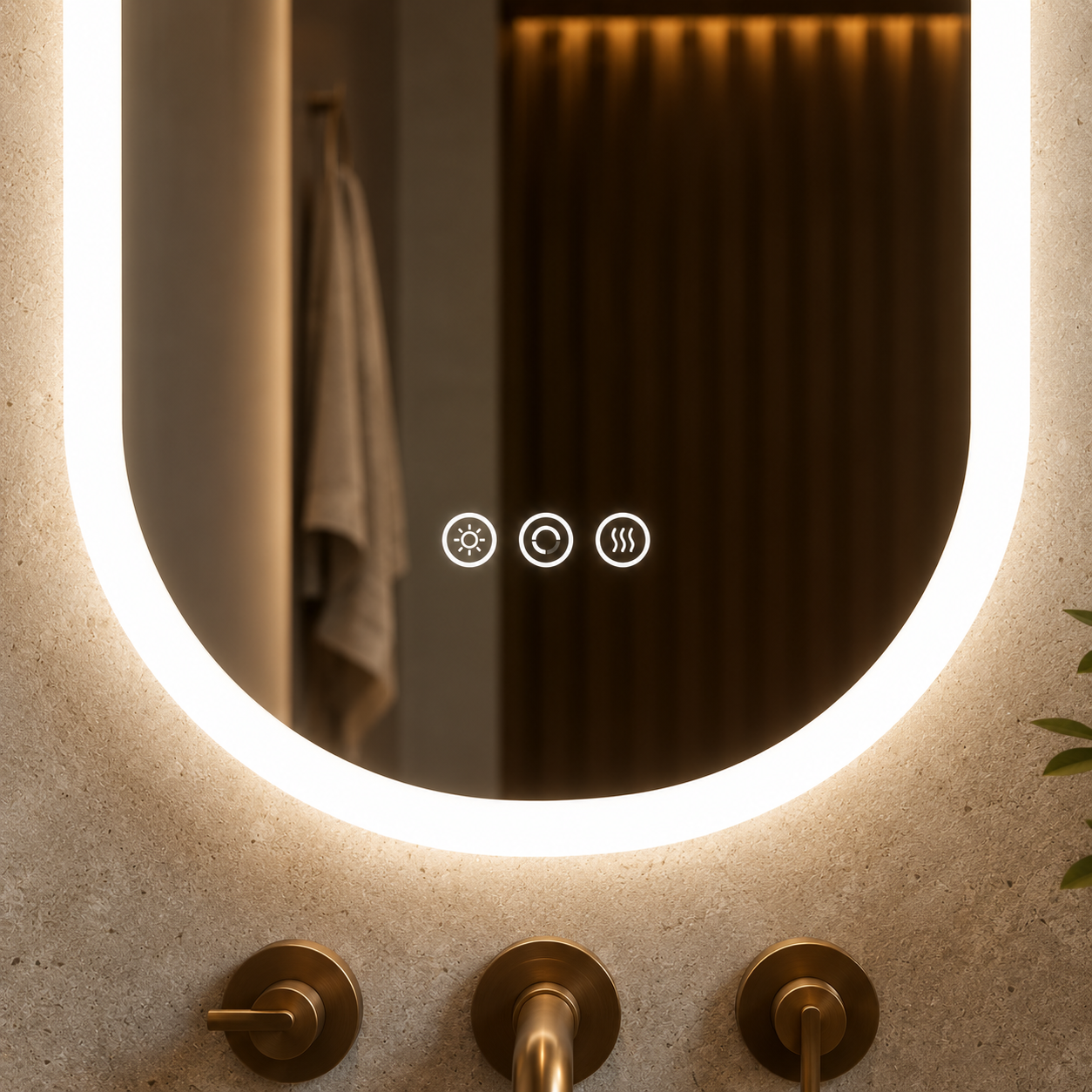 Miroir Design Salle De Bain Ovale Lumineux 3 boutons