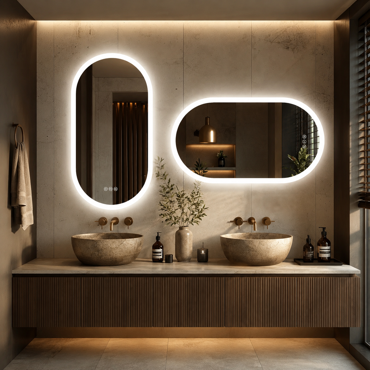 Miroir Design Salle De Bain Ovale Lumineux Horizontaux Verticaux