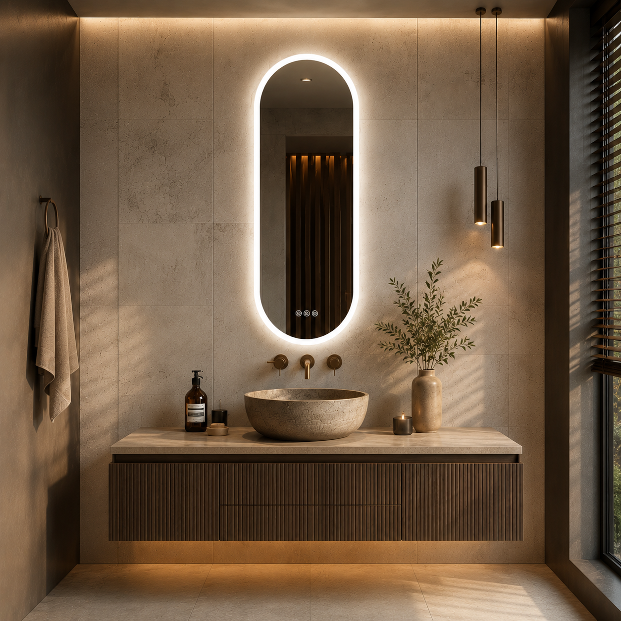 Miroir Design Salle De Bain Ovale Lumineux Vertical