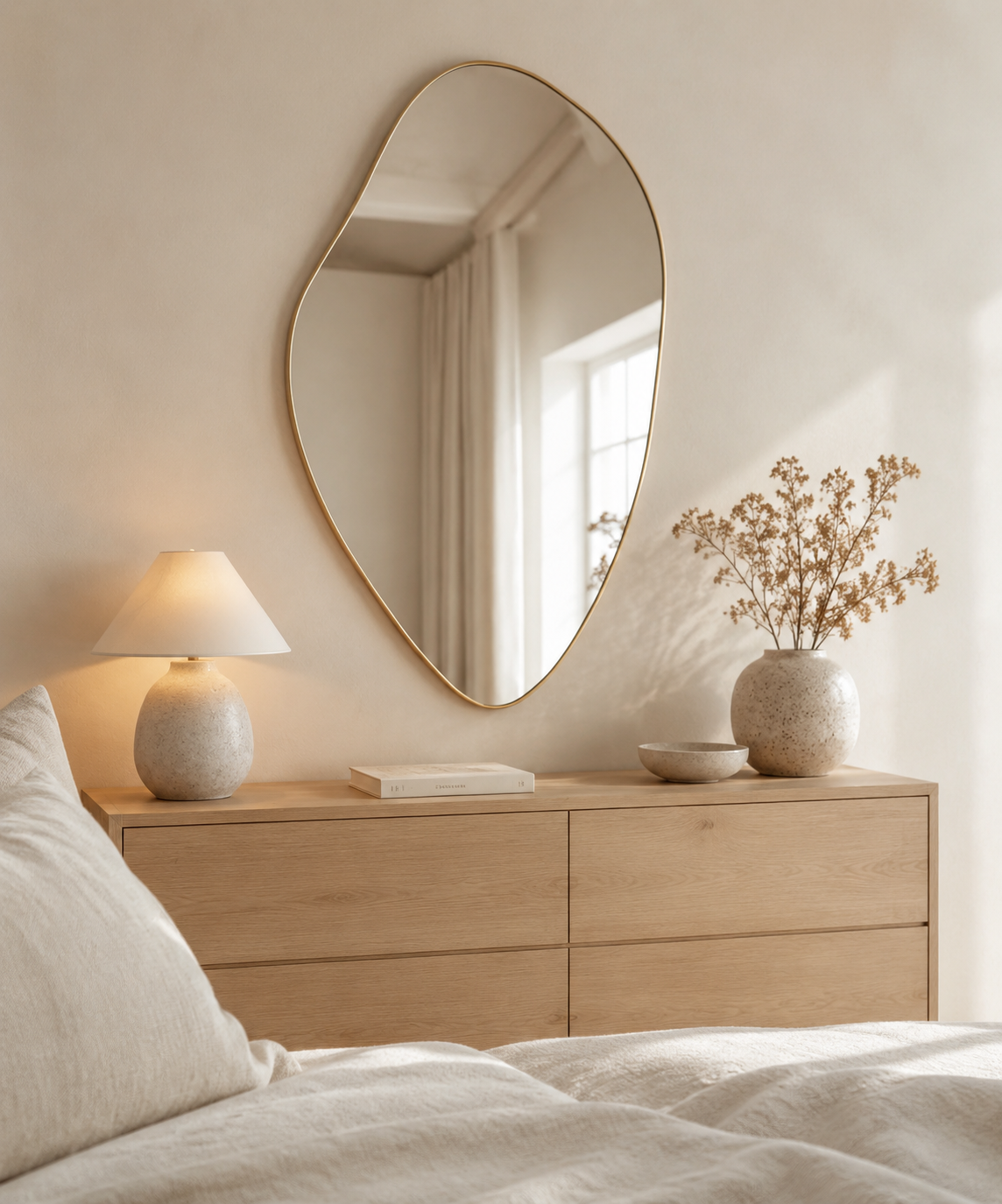 Miroir Irrégulier Doré 50×40 cm Chambre