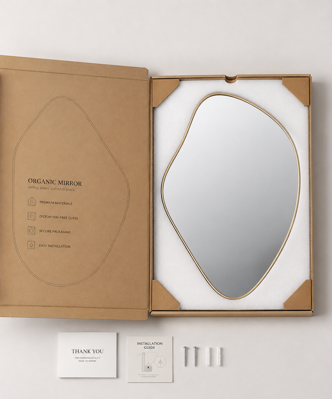 Miroir Irrégulier Doré 50×40 cm Deballage