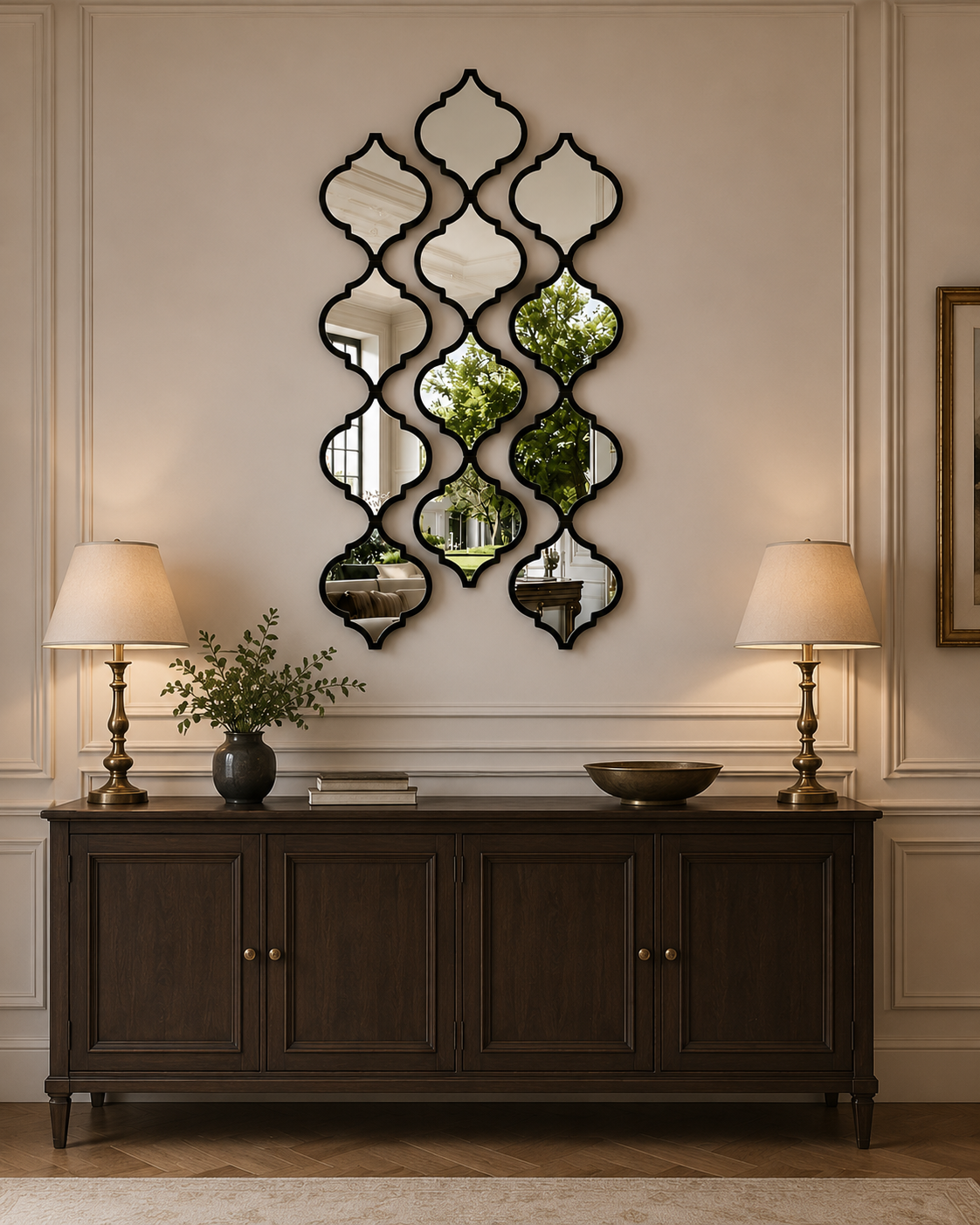 Miroir Marocain Arabesque Cadre Noir Buffet