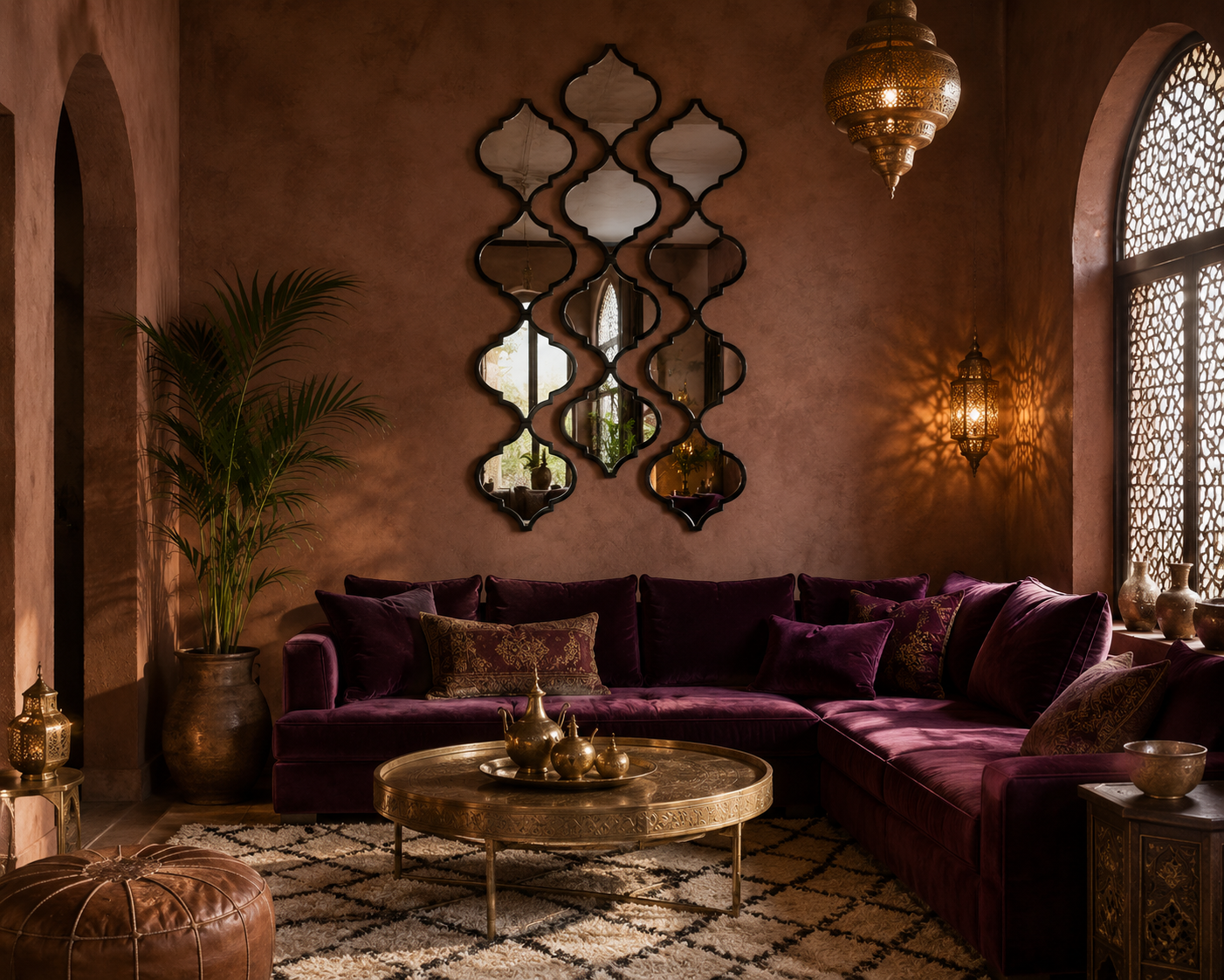 Miroir Marocain Arabesque Cadre Noir Riad