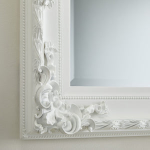Miroir Mural Baroque Louis XV — Finition Blanche Sculptée Zoom