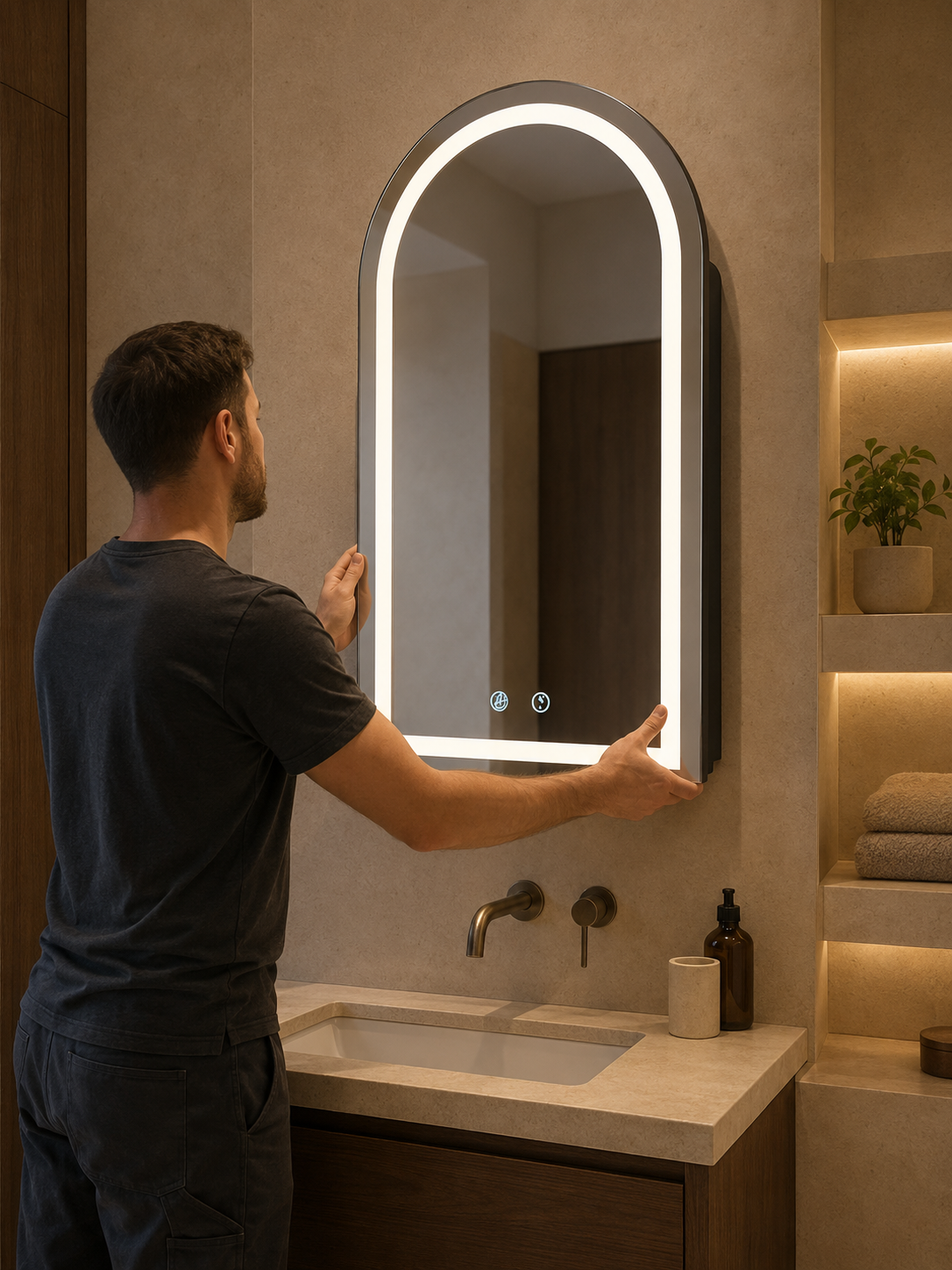 Miroir Mural Design Arche Installer
