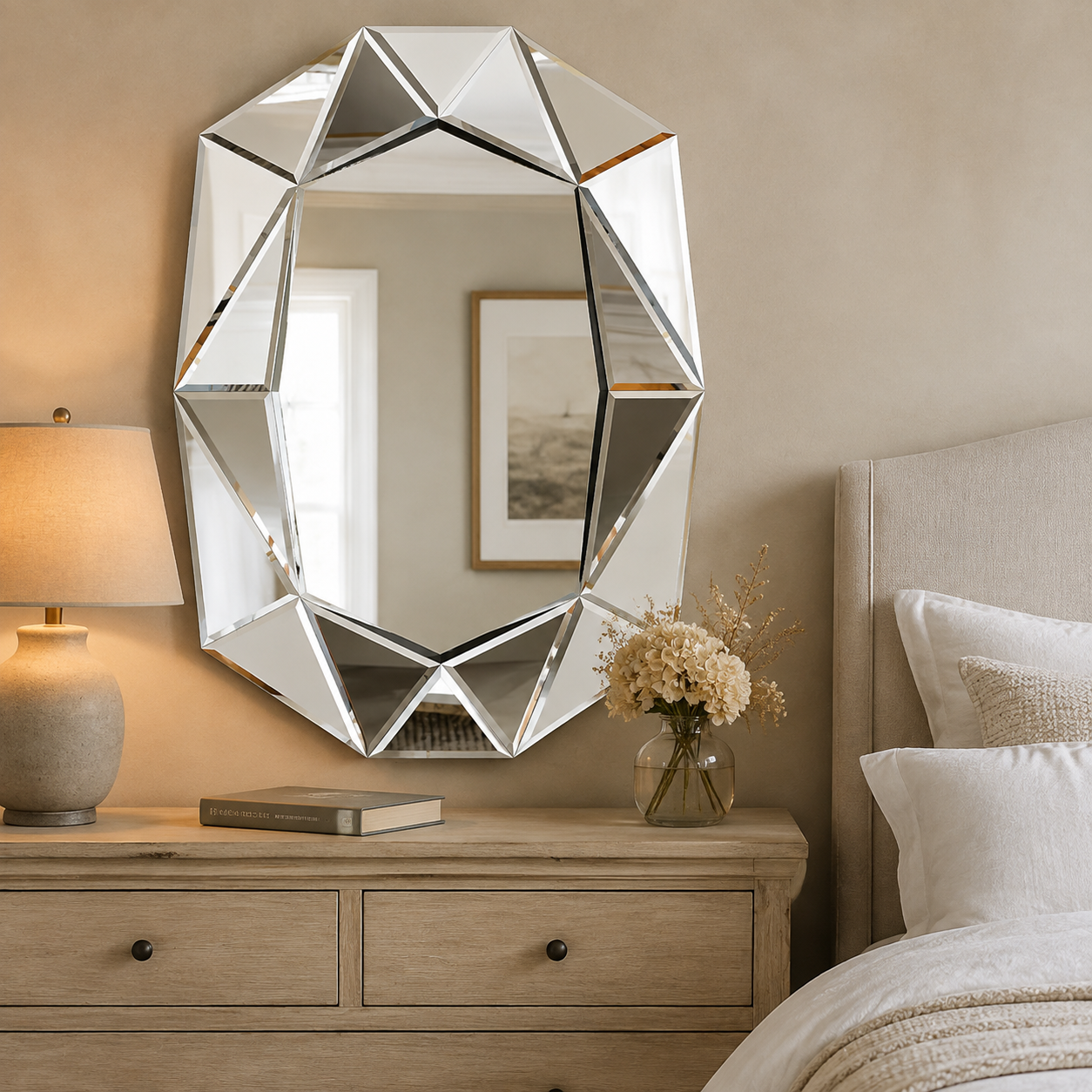 Miroir Mural Design Italien Argenté Chambre