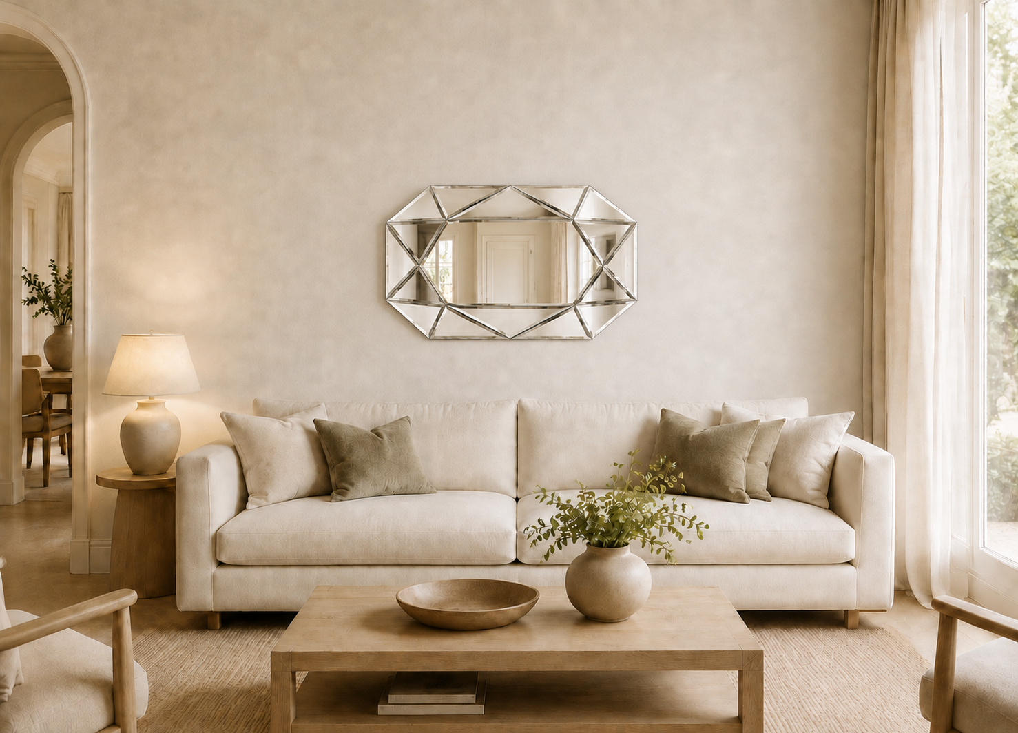 Miroir Mural Design Italien Argenté Horizontal2
