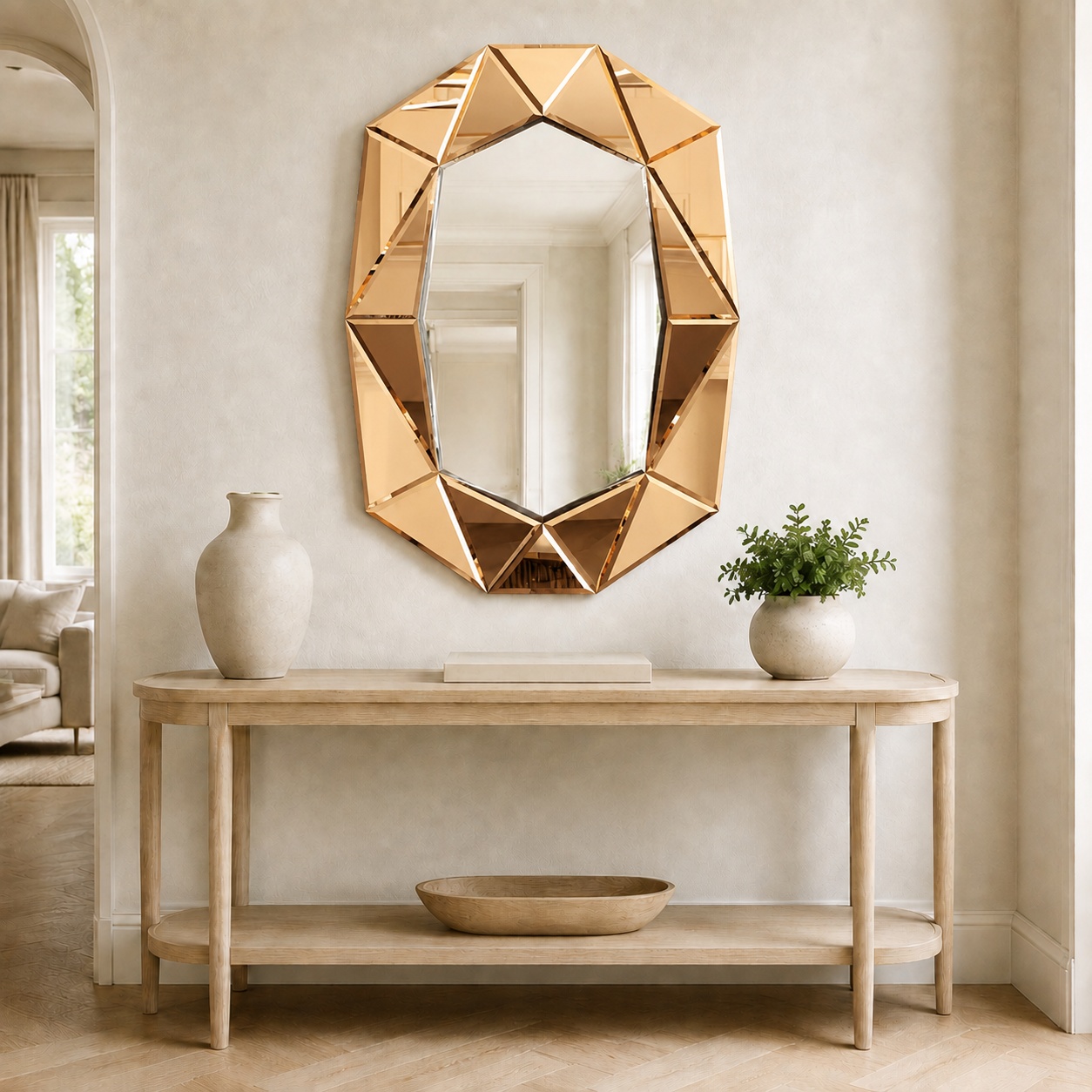 Miroir Mural Design Italien Argenté Jaune