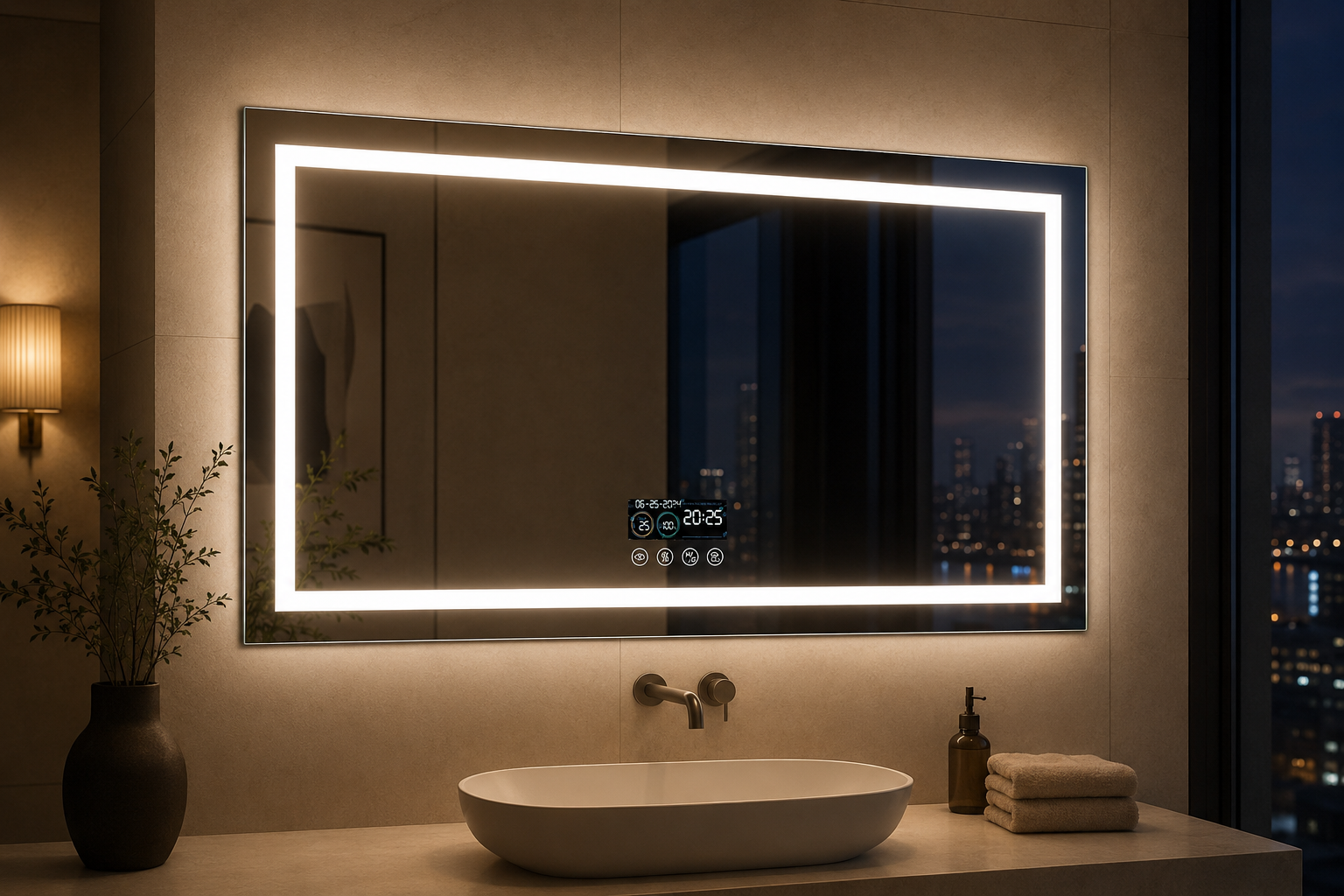 Miroir Mural LED Bluetooth Antibuée Ambiance Soirée