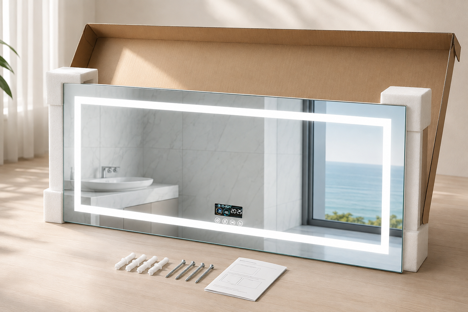 Miroir Mural LED Bluetooth Antibuée Deballage