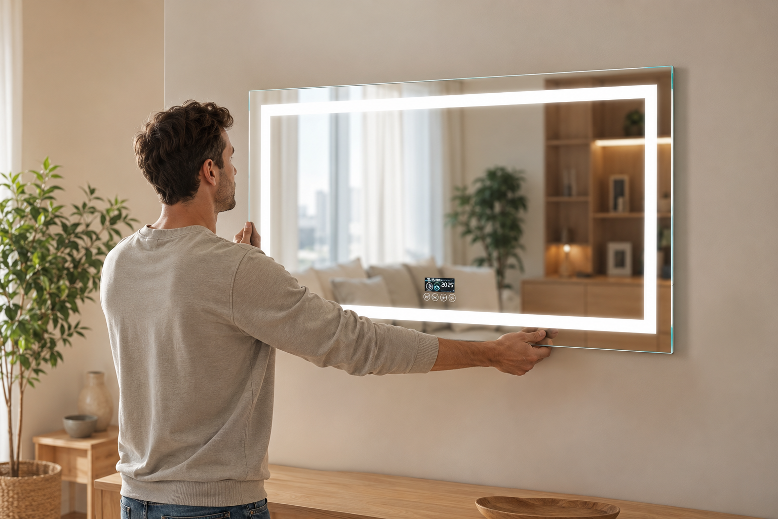Miroir Mural LED Bluetooth Antibuée Installation