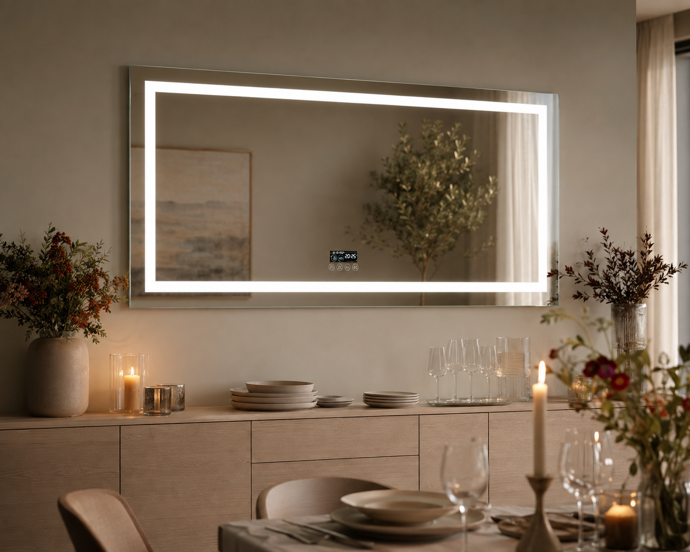 Miroir Mural LED Bluetooth Antibuée Salle A Manger