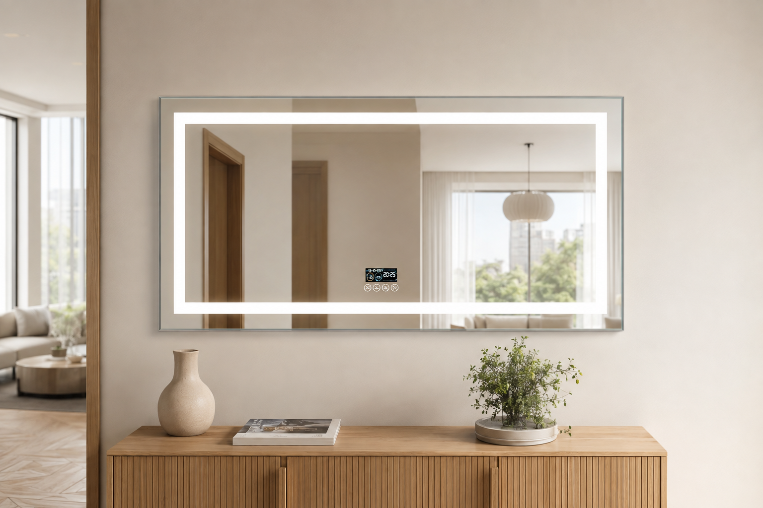 Miroir Mural LED Bluetooth Antibuée avec Enceinte