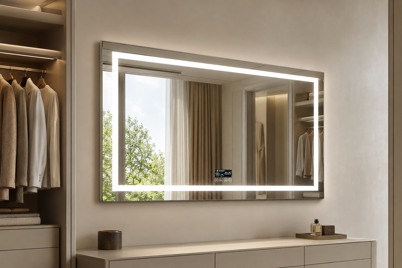 Miroir Mural LED Bluetooth Antibuée avec Enceinte Dressing