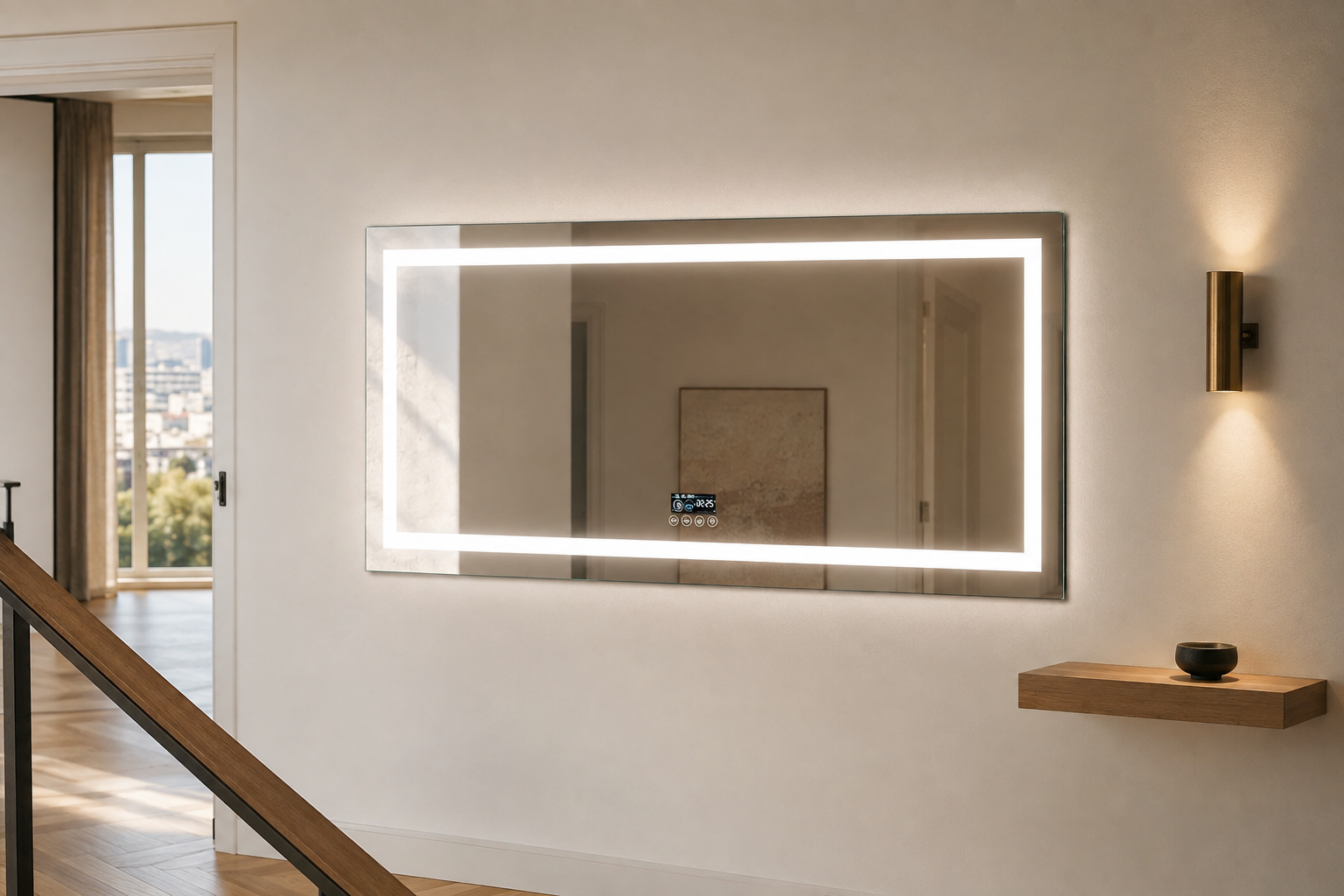 Miroir Mural LED Bluetooth Antibuée avec Enceinte Entrée