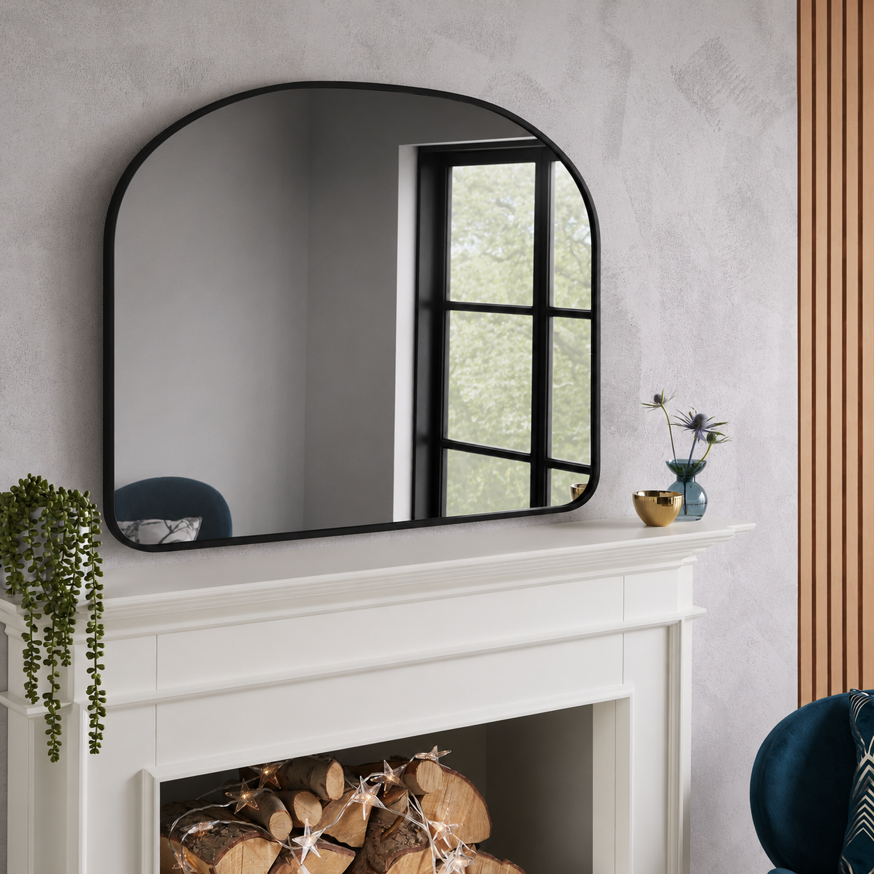 Miroir Mural Noir Dessus Cheminée