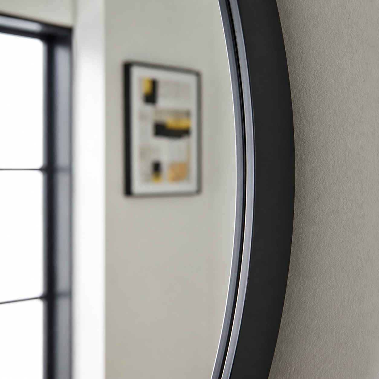 Miroir Mural Noir Rond Cadre zoom angle