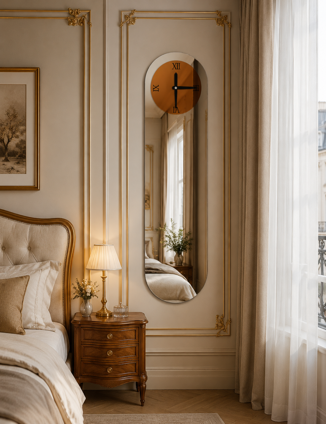 Miroir Mural Pour Chambre avec Horloge