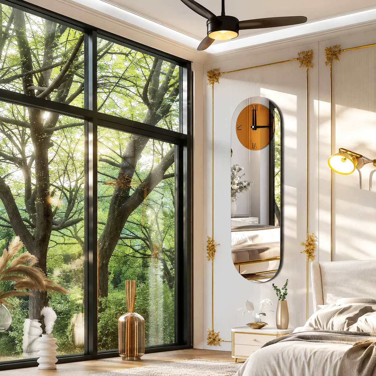 Miroir Mural Pour Salon avec Horloge