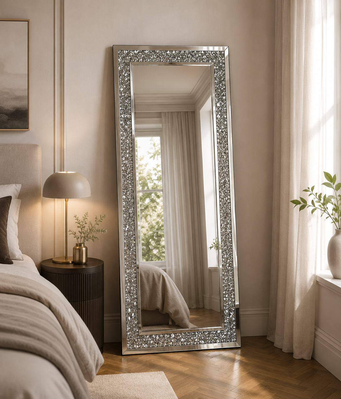 Miroir Mural Rectangulaire Design Avec Cristaux Vertical