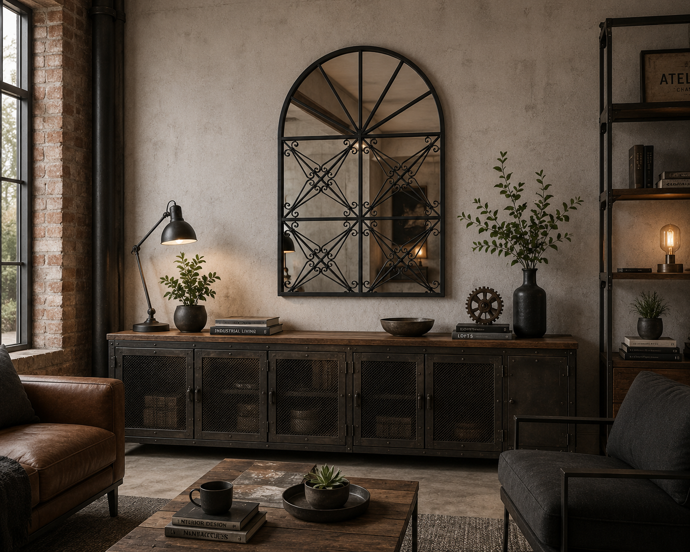 Miroir Mural Style Fenêtre Arche buffet