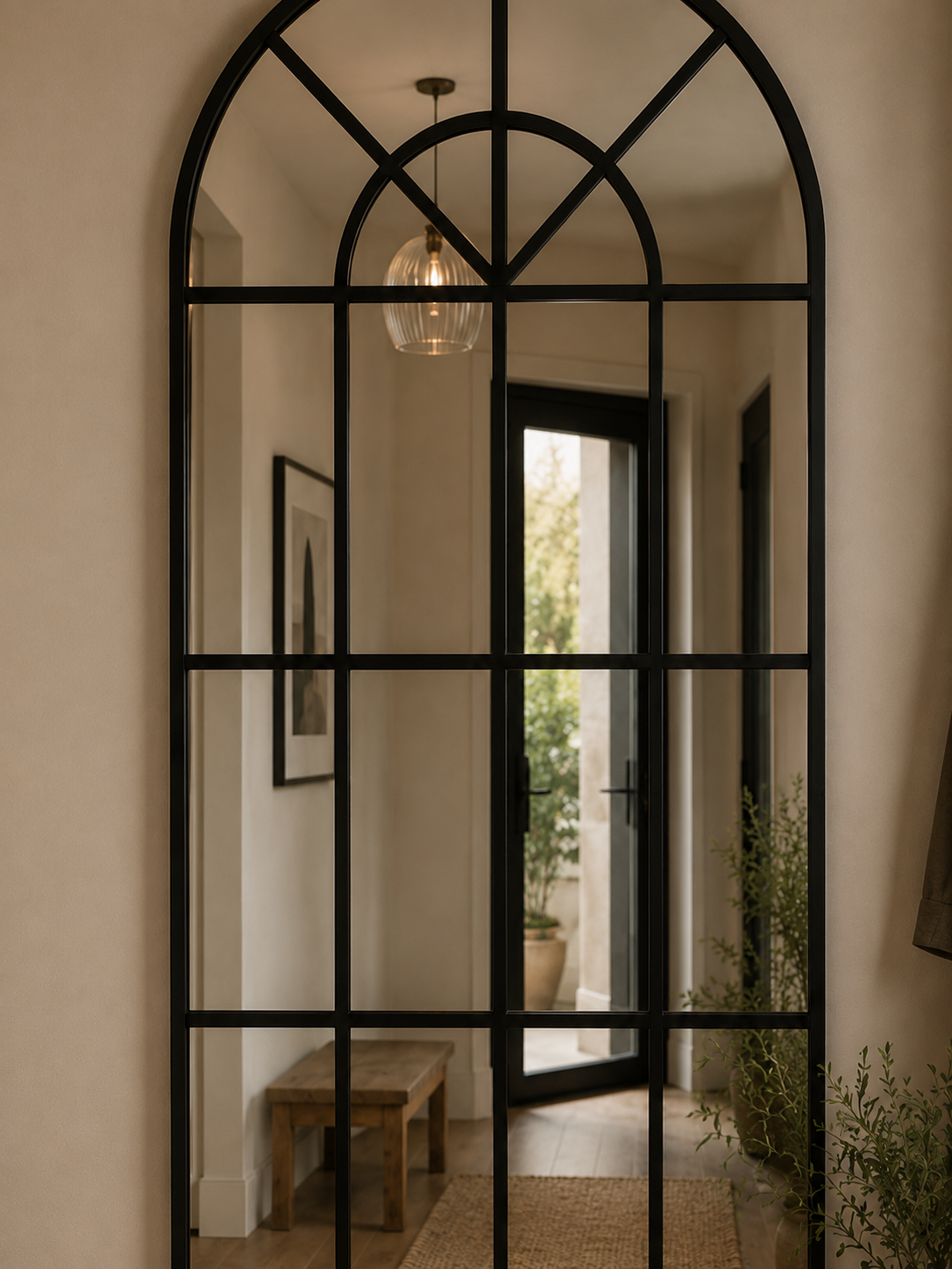 Miroir Mural Verrière Arche Fer Forgé Noir zoom