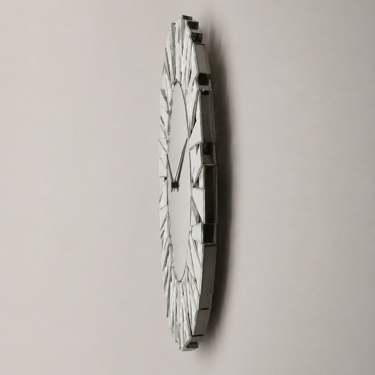 Miroir Murale Horloge Verre Biseauté Chiffres Romains Colle Au Mur