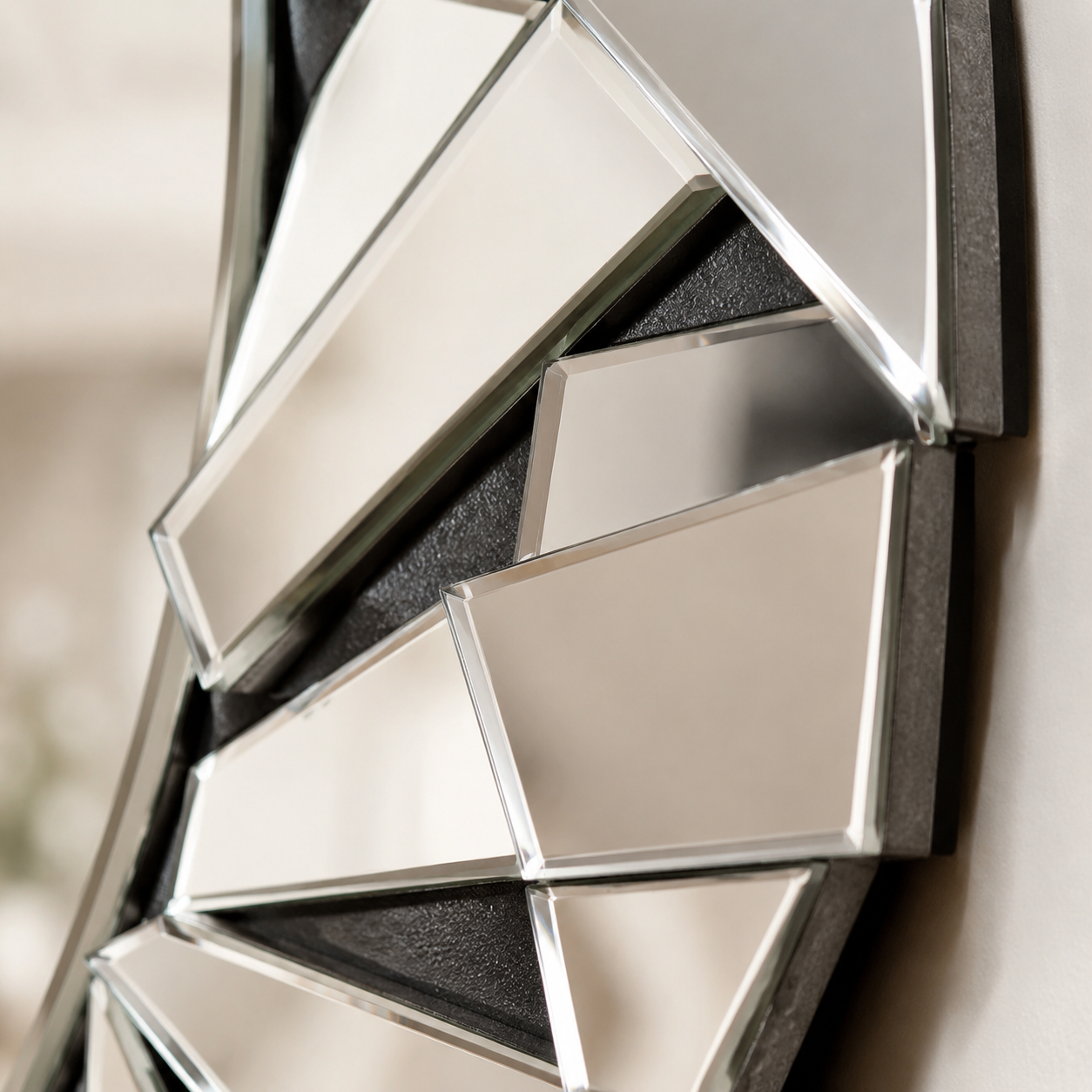 Miroir Murale Horloge Verre Biseauté Chiffres Romains Zoom