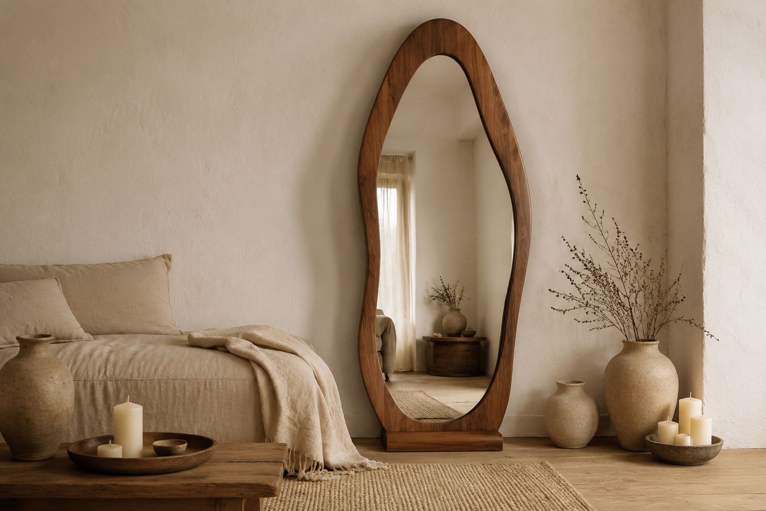 Miroir Organique Sur Pied Salon