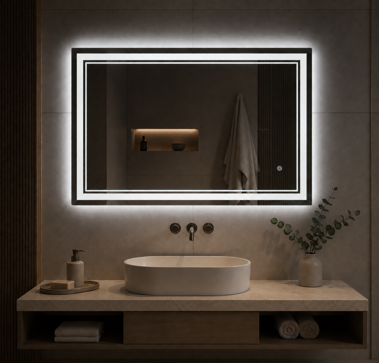 Miroir Rectangulaire Salle de Bain LED Antibué Lumière Froide