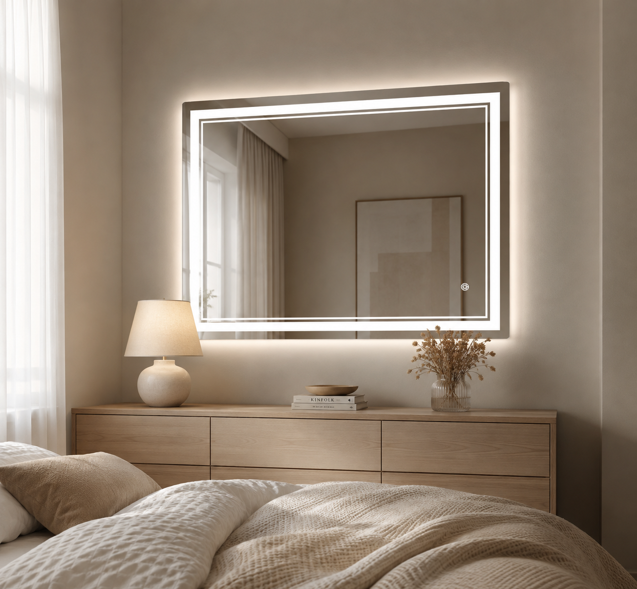 Miroir Rectangulaire Salle de Bain LED Antibuée Chambre