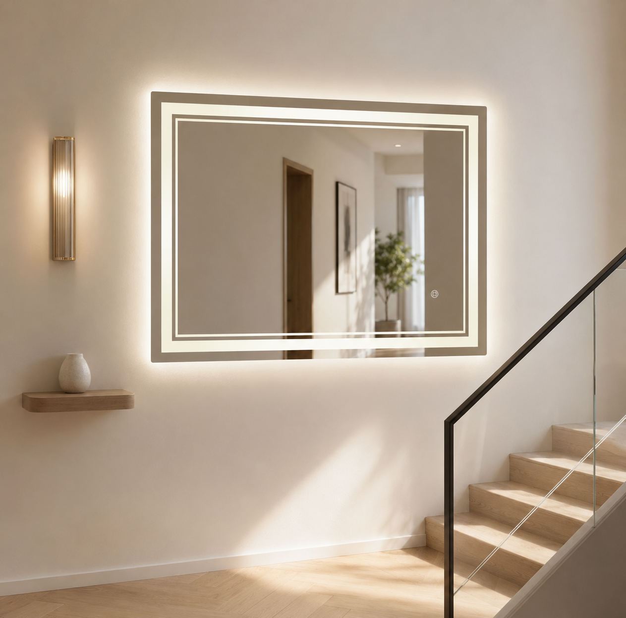 Miroir Rectangulaire Salle de Bain LED Antibuée Couloir
