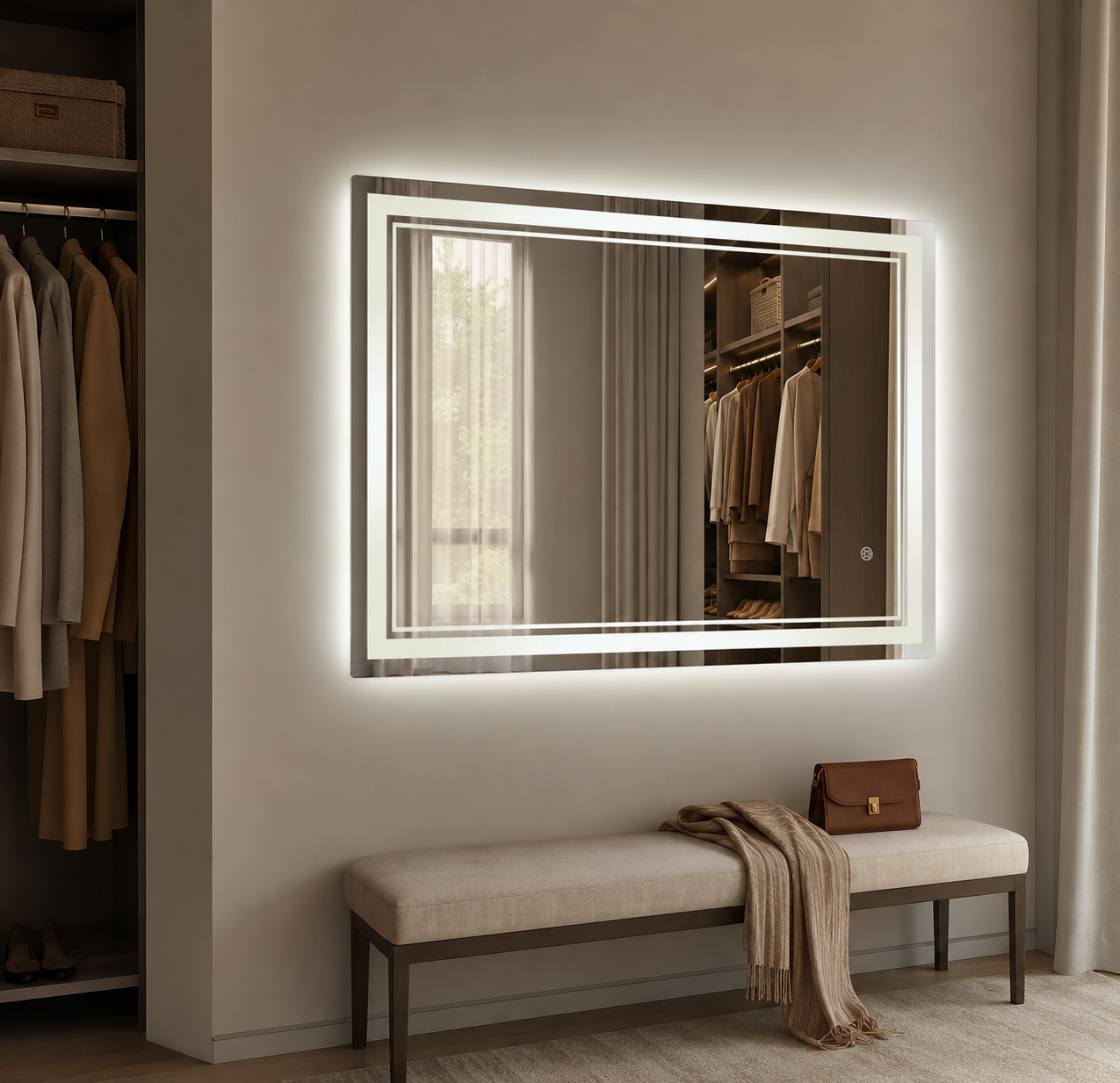 Miroir Rectangulaire Salle de Bain LED Antibuée Dressing