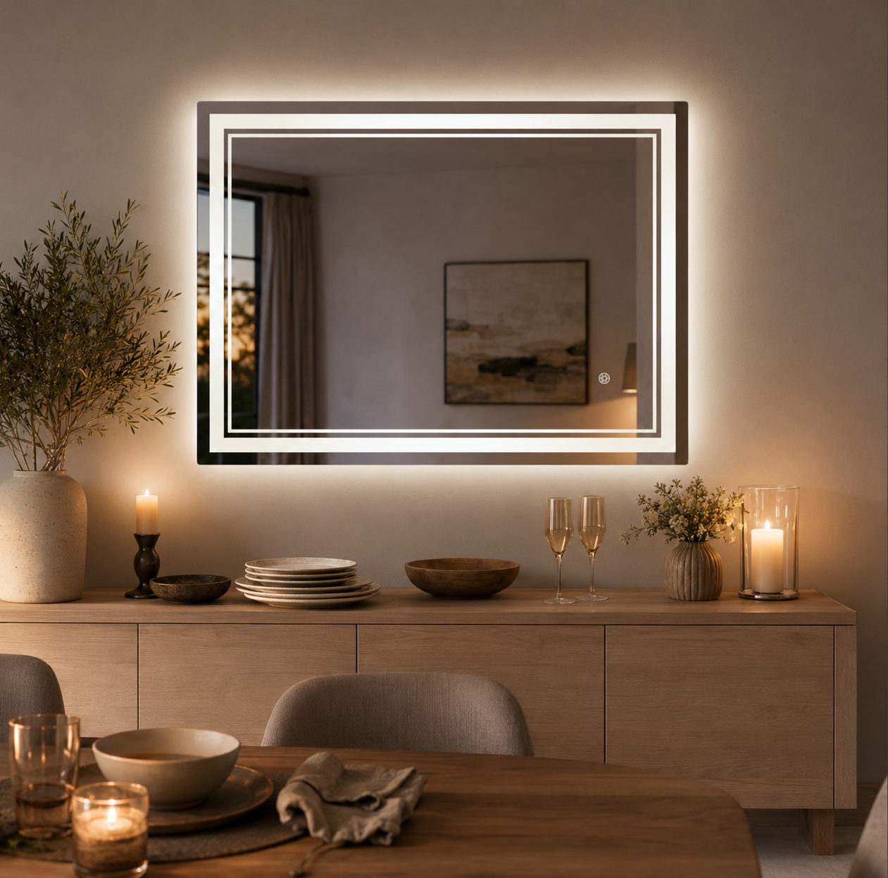 Miroir Rectangulaire Salle de Bain LED Antibuée Salle à manger